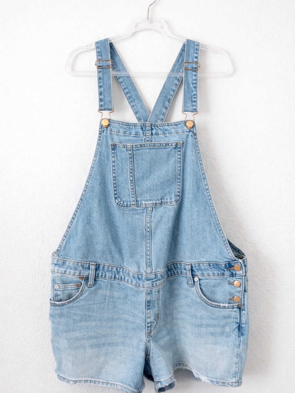 Ingrid + Isabel Denim Shortalls Sz 10 Vintage Wash Overalls | Cotton Stretch